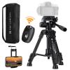 K&F Concept Mini treppiede da tavolo per fotocamera, 25'' in alluminio da tavolo per video cellulare con telecomando, treppiede da viaggio portatile per fotocamere DSLR videocamera telefono proiettore cannocchiale S233A0