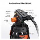 2m/8kg Innstegsstativ for Video DV-kamera 20 mm diameter 3-seksjoners dobbeltradsrør Rund sklisikker pute 70 mm skåldiameter Dempingsjustering, VA3+BV70, K&F CONCEPT