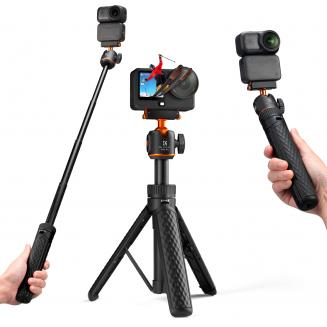Trépied magnétique à dégagement rapide de 65 cm (25,6 po) compatible avec DJI Osmo Nano/Osmo Action 6, poignée extensible 2 en 1 avec rallonge, perche à selfie à rotule 360°, support/accessoires pour vlogging K&F CONCEPT