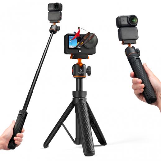 Trípode magnético de liberación rápida de 65 cm (25,6") compatible con DJI Osmo Nano/Osmo Action 6, mango extensible 2 en 1 con varilla de extensión, palo selfie con rótula de 360°, soporte para vlogs y accesorios K&F CONCEPT.