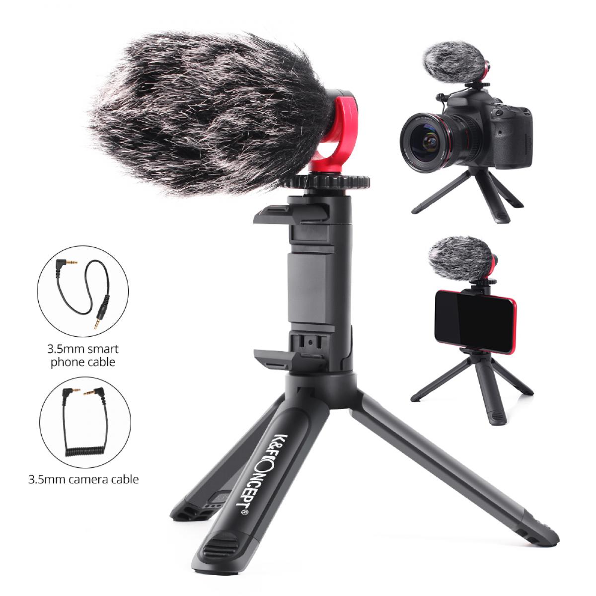 Kit de microphone vidéo pour caméra K&F Concept pour , pare-brise  Vlog 3,5 mm pour téléphone et appareil photo -K & F concept - K&F Concept