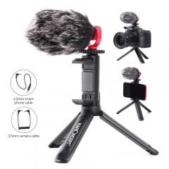 K&F Concept tres vías cámara Kit de micrófono de video,Mini Trípode,Jack 3.5mm x 2 , Micrófono para Cámara Refelx DSLR,PC,Grabar Video,Vlog, Tiktok, Youtube