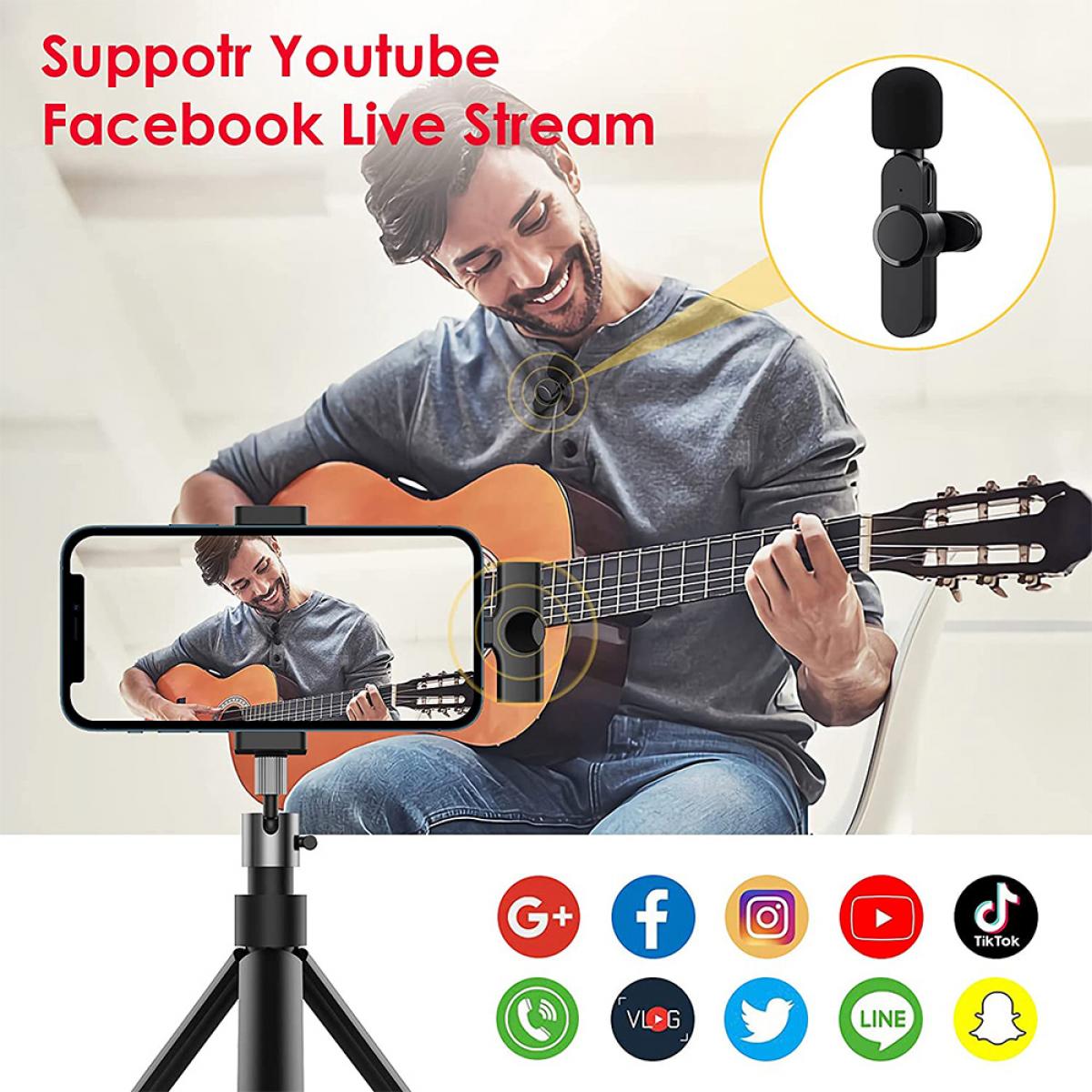 EP033 Mini Tak Çalıştır Mikrofon iPhone ve iPad için Kablosuz Yaka Mikrofonu