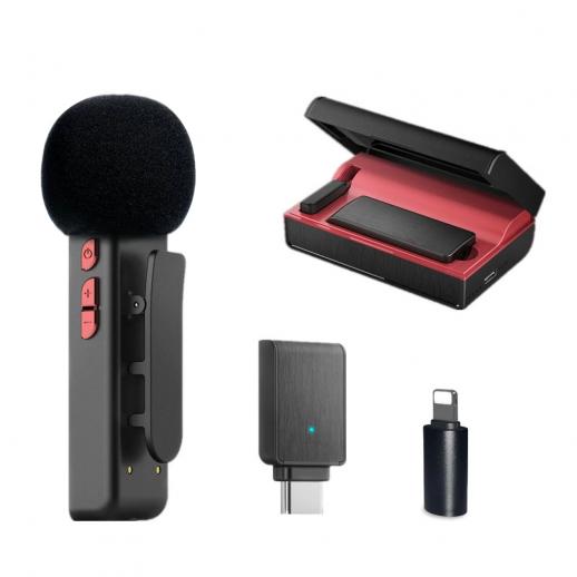 E300 Microfono Lavalier Wireless 2,4GHz con Custodia di Ricarica Plug&Play per Streaming - Tipo C