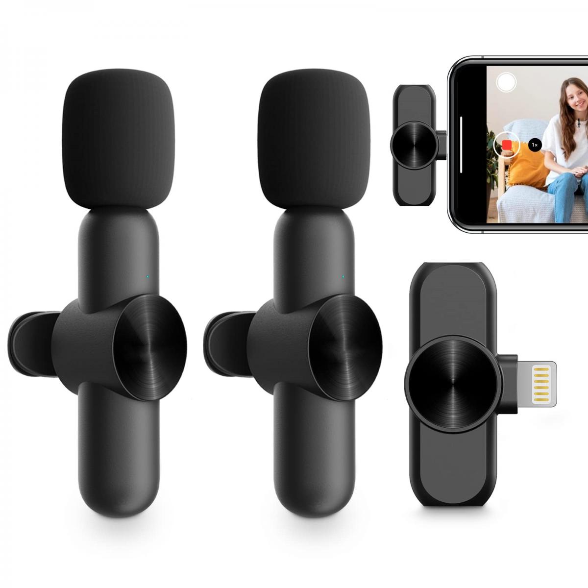 Micro Cravate Sans Fil pour iPh-one/iOS/Android, Micro Cravate Portable  Plug & Play réduction du bruit pour , Facebook, Twitter, Tiktok  Video
