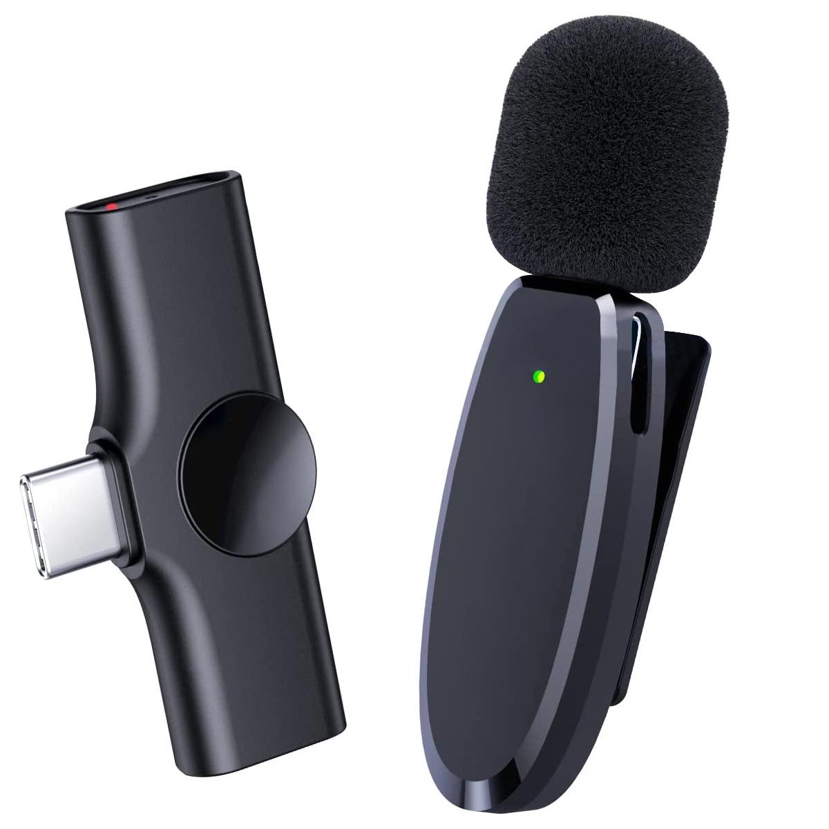 AP004 Microphone Lavalier sans fil pour Android - Mini microphone Lavalier sans  fil USB C pour l'enregistrement, les vidéos , la diffusion en  direct, le vlogging (aucune application ou Bluetooth requis) 