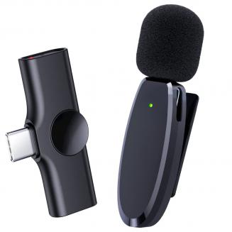  Micrófono de solapa inalámbrico Lavalier para  iPhone/iPad/Android/Laptop, Mini micrófono de grabación de puerto tipo C  para grabación de video, entrevista, TikTok, , Vlog, Plug and Play,  : Instrumentos Musicales