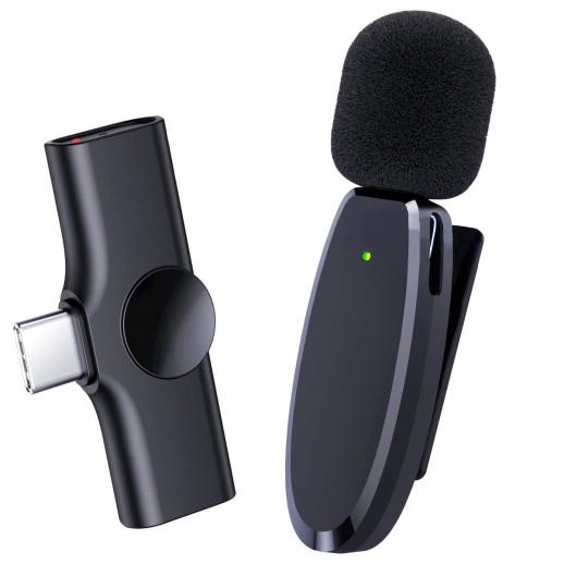 Micrófono de Grabación Inalámbrico con Interfaz Lavalier USB C 2.4GHz AMNF Mini Micrófono Lavalier para Tipo-C Micrófono Inalámbrico para Grabación de Sonido/Vlog/Entrevista/Transmisión en Vivo 