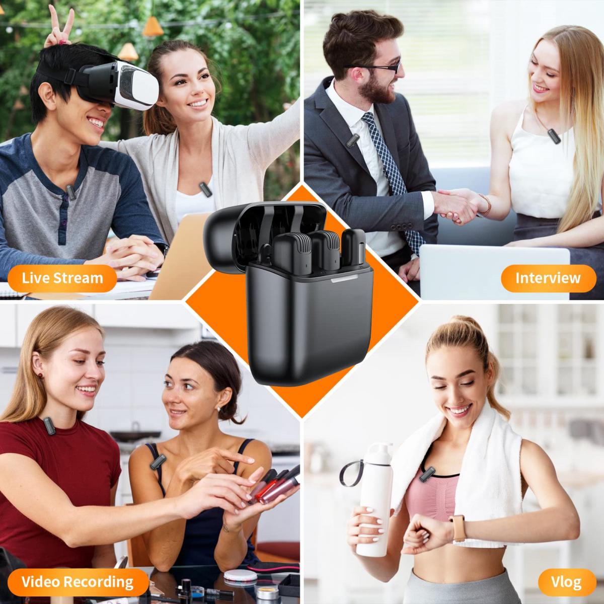 Microfono Lavalier Wireless TONOR TL350 - Doppio Microfono, Custodia Di Ricarica, Per Streaming E Video - Foto 2