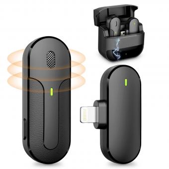 M8 Pro Wireless Lavalier Microphone Leereel Plug-Play Mini Lapel Mic con estuche de carga de 700 mAh