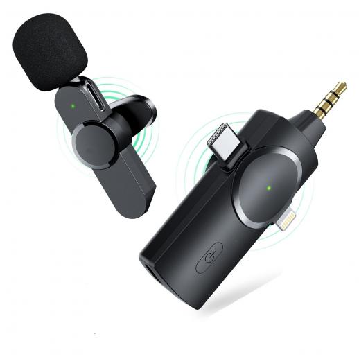 AP031 Microphone Lavalier sans fil 3-en-1 Plug-Play Réduction du bruit Auto-Sync