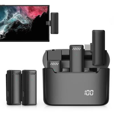 S13 Langaton lavalier-mikrofoni Type-C:lle, latauskotelo akun osoittimella, langaton plug-and-play-mikrofoni kahdella mikrofonilla videon tallennusta varten, Tiktok, YouTube, automaattinen synkronointi ja melunvaimennus