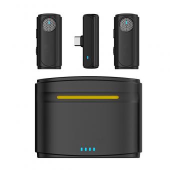 Microfono lavalier wireless J20 One-two con custodia di ricarica, per  , registrazione, video blog, streaming live di Facebook, per  interfaccia fotocamera - K&F Concept