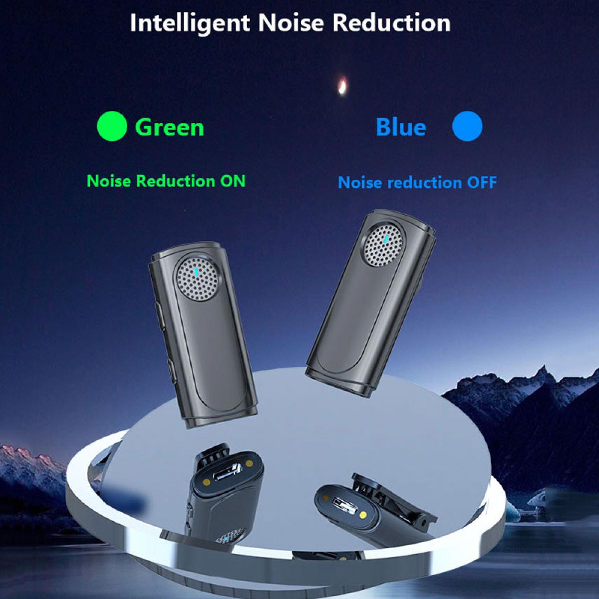 Micrófono de solapa inalámbrico uno-dos J20 con palo de entrevista, estuche de carga, cancelación de ruido de un solo toque, para Youtube, grabación, blogs de video, transmisión en vivo de Facebook, para interfaz Lightning