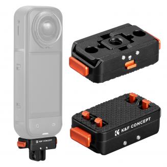 K&F Concept 1 stk. magnetisk hurtigutløseradapterfeste kompatibel med Insta360 X5, med 1/4 skruehull/adaptertilkobling/sikkerhetslås, aluminiumslegeringsbrakett utvidelsesbasestativ for Ace Pro 2