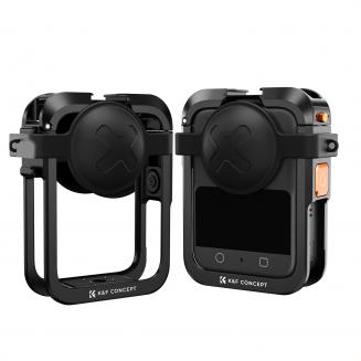 K&F CONCEPT Gabbia per fotocamera in metallo compatibile con accessori DJI Osmo 360, custodia protettiva in lega di alluminio | con copriobiettivo in silicone | Telaio di espansione con 2 attacchi per slitta a freddo | Interfaccia di ricarica integrat