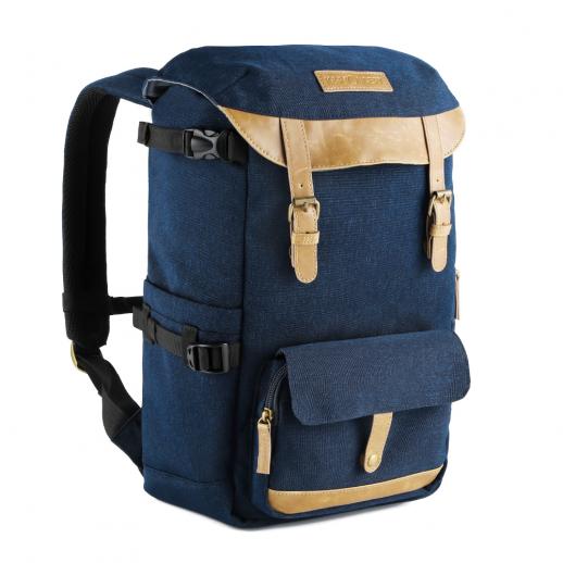 20L Mochila Fotográfica 2 en 1 para Cámara y Portátil de 14,4 con  Protector Impermeable, 25x16x40cm, Azul