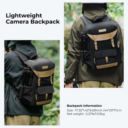 K&F Concept Mochila de cámara, bolsas de cámara para fotógrafos, funda de  cámara de gran capacidad con cubierta de lluvia, compartimento para laptop
