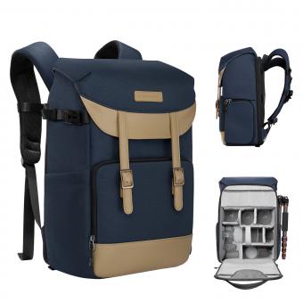 K&F Concept 20L Kamerataschen mit 15,6-Zoll-Laptop Laptopfach und Regenschutz DSLR/SLR Fotografie-Rucksack wasserdichte multifunktionale Reisetasche für Fotografen, Blau