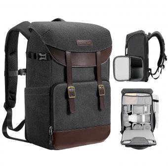 Sacs à dos pour appareil photo pour photographes, sac de voyage pour trépied/objectif d'appareil photo/accessoires/ordinateur portable 15,6", sacs étanches multifonctions pour DSLR, Backpack 20L U02 Gris Fumé