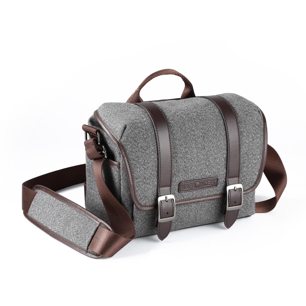 DSLR Camera Messenger Shoulder Bag Gray 9.8*5.1*8.7 inches