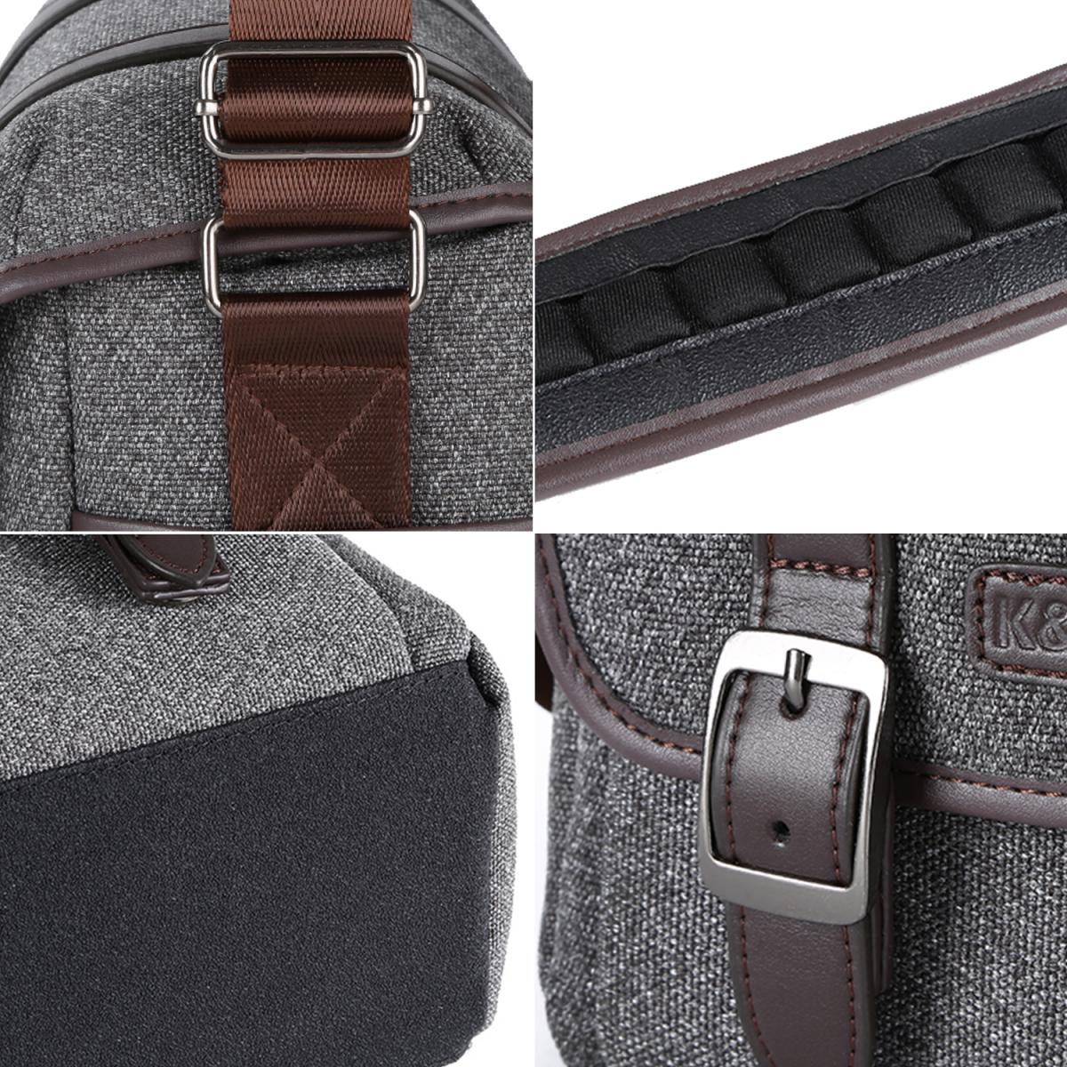 DSLR Camera Messenger Shoulder Bag Gray 9.8*5.1*8.7 inches