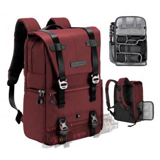 Kameraryggsekk Kameravesker for fotografer Stor kameraveske med regntrekk 15-15,6 tommers laptoprom kompatibel med Canon / Nikon / Sony / DJI Mavic Drone - Ryggsekk 20L Urban Wander 01 (Rød)