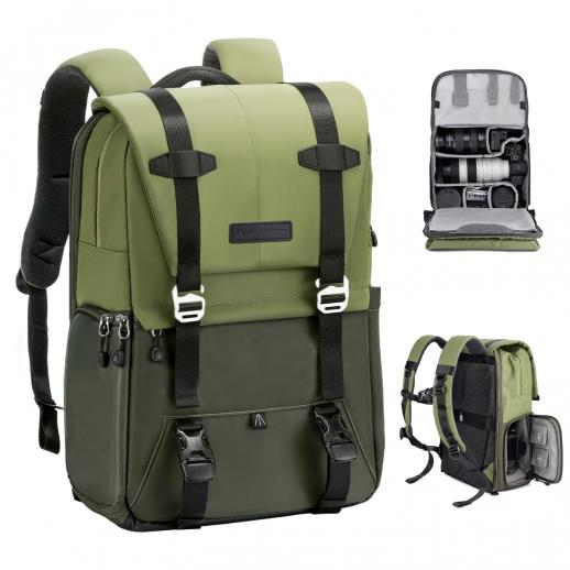 K&F Concept Beta Backpack 20L Sac à dos de photographie, sac photo léger avec housse de pluie pour ordinateur portable 15,6 pouces, appareils photo reflex numériques (vert armée)