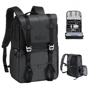 K&F Concept Beta Backpack 20L Sac à dos de photographie, sac photo léger avec housse de pluie pour ordinateur portable 15,6 pouces, appareils photo reflex numériques (noir + gris foncé)