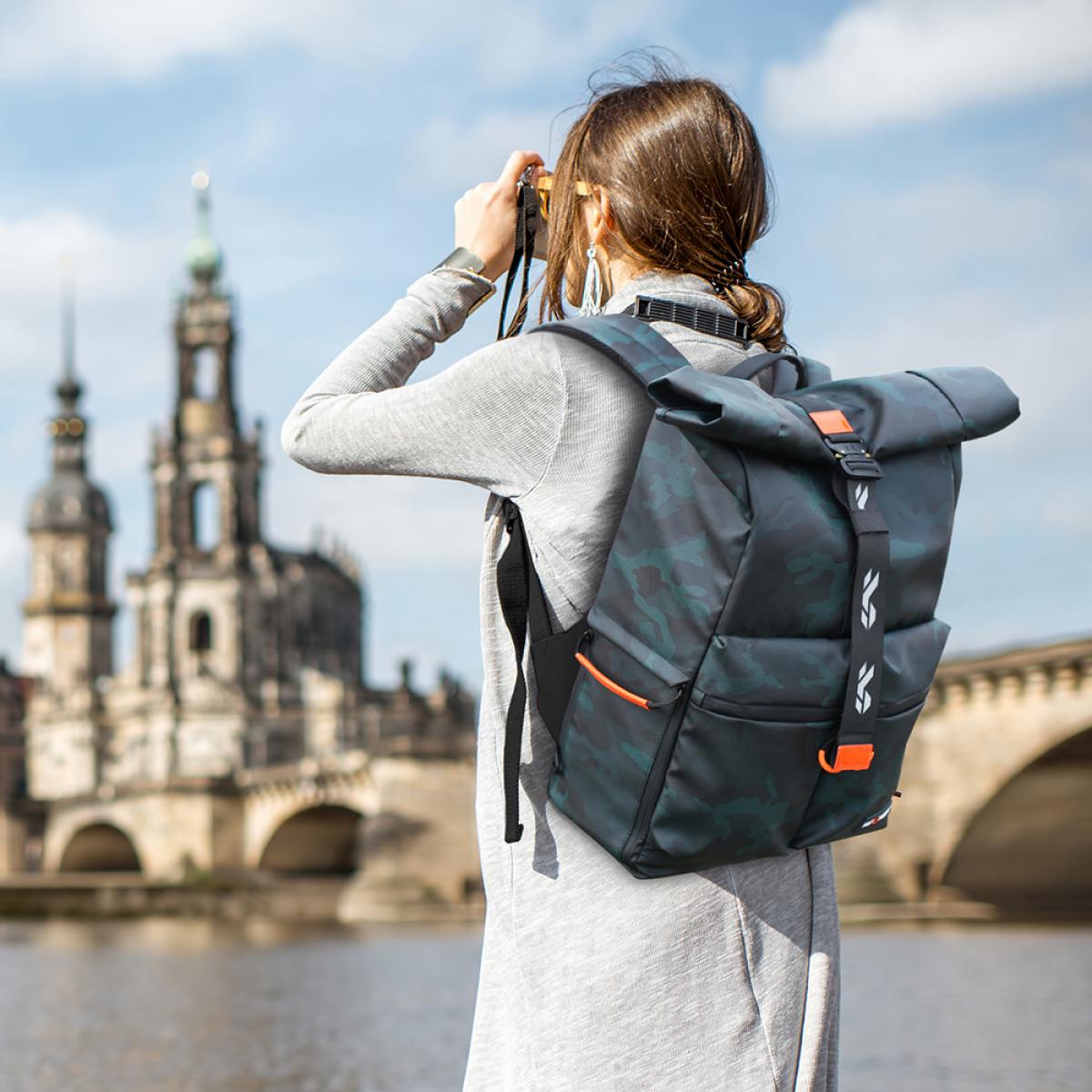 backpack with camera and laptop compartment