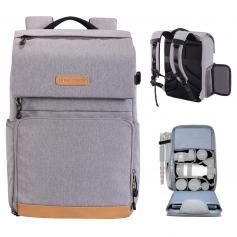 K&F Concept Kamera-Rucksack, 22 l, großes Fassungsvermögen, 15,6-Zoll-Laptop für DSLR-Kameras und Objektiv-Pendeln, mit Regenschutz
