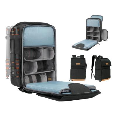 K&F Concept 22L kamerataske til fotografer Kameratasker med stor kapacitet med regnslag, 15,6 tommer laptoprum til kamera dronetasker Sort