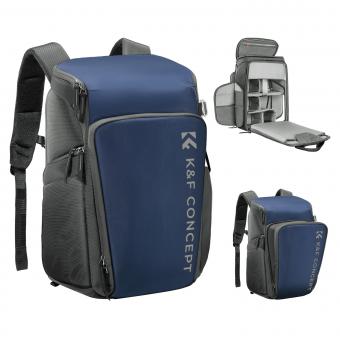 25L Mochila Impermeable para Cámaras, Apertura Lateral y Acceso Rápido con Compartimento para Portátil de 15,6 Pulgadas - Backpack Nature Wander 01 Azul