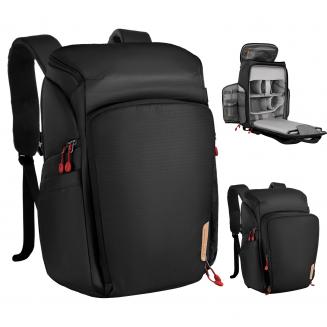 K&F Concept Camera Alpha Backpack Air 25L, Torby fotograficzne dla fotografów o dużej pojemności z pokrowcem przeciwdeszczowym - Plecak 25L Nature Wander 01 (czarny + czerwony)