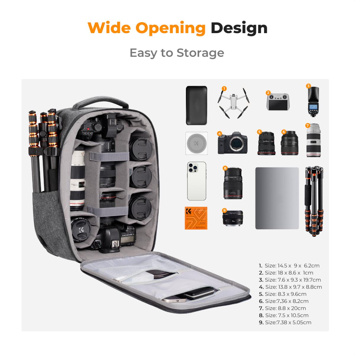 22L Zaino per fotocamera antiurto impermeabile scomparto borsa fotografica rigida - Backpack Nature Wander 10(Grigio)