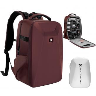 Sac à dos pour appareil photo K&F Concept, coque rigide, avec compartiment pour ordinateur portable de 15 à 15,6 pouces, étanche, compatible avec les drones Canon/Nikon/Sony/DJI Mavic - Sac à dos 22 L Nature Wander 10 (rouge)