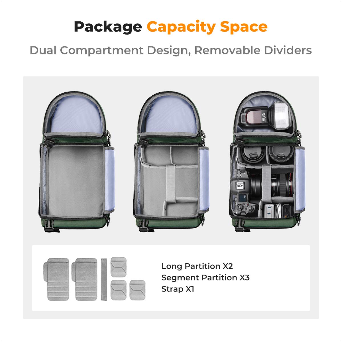 10L Borse a tracolla per Fotocamera impermeabile, Zaino Fotografico Piccolo Casual Antifurto Compatibile - Sling Bag Urban Wander 02 Verde