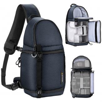 K&F Concept Camera Sling Bag Crossbody Bag Wodoodporny plecak na ramię do aparatu DSLR/SLR/bezlusterkowca Etui do fotografii Kompatybilne z Canon/Nikon/Sony/Fuji/Gopro/DJI Ciemnoniebieski