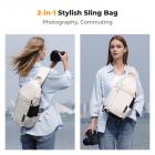 K&F Concept 10L Borsa a Tracolla per Fotocamera, Zaino Monospalla Fotografico Impermeabile, Zaino Fotografico Piccolo Casual Antifurto Compatibile con DSLR SLR Mirrorless macchina fotografica - Sling Bag Urban Wander 02 Beige