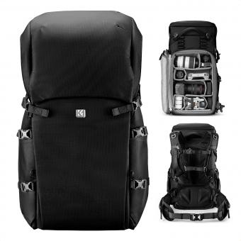 K&F Concept 40L Professional Adventure Camera Backpack | Ergonomic Trekking Bag for DSLR/Mirrorless, Tripod Holder & Weatherproof, Black