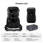 K&F Concept 40L Zaino Fotografico, Zaino Professionale impermeabile per DSLR con inserto rimovibile personalizzabile, spallacci regolabili, adatto per laptop da 15", attrezzatura fotografica - Backpack 40L Star Wander 01 (Nera)