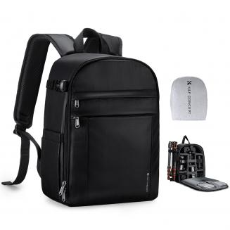 K&F Concept 13L Zaino per Fotocamera Compatto, Zaino Fotografico con Parapioggia, scomparto per laptop per obiettivi reflex treppiedi -Backpack Nature Wander 12 Nera
