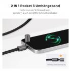 Halskettenband für Osmo Pocket 3 mit integriertem Ladekabel, multifunktionales Aufhängeseil für Smartphones, dreifacher Schutz, verstellbare Länge, werkzeuglose Installation. (Schwarz)