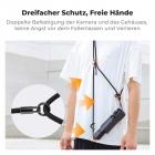 Halskettenband für Osmo Pocket 3 mit integriertem Ladekabel, multifunktionales Aufhängeseil für Smartphones, dreifacher Schutz, verstellbare Länge, werkzeuglose Installation. (Schwarz)