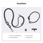 Halskettenband für Osmo Pocket 3 mit integriertem Ladekabel, multifunktionales Aufhängeseil für Smartphones, dreifacher Schutz, verstellbare Länge, werkzeuglose Installation. (Schwarz)