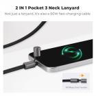 Cinturino per collana per Osmo Pocket 3, corda multifunzionale per smartphone, tripla protezione, lunghezza regolabile, installazione senza attrezzi, compatibile con smartphone e action camera, libera le mani e inizia a scattare rapidamente, Nero