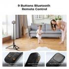 K&F Concept Selfiestick, automatiskt öppnings- och stängningsstativ för telefon, 360° roterbar selfiestick med 9-knappars Bluetooth-fjärrkontroll, utdragbart automatiskt stativ för mobiltelefon (svart)