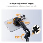 K&F CONCEPT Popod 72" telefonstativ, 3-i-1 klips og magnetisk selfiestang med fjernbetjening, automatisk telefonstativ, kompatibel med iPhone 17-12-serien af ​​Android-telefoner, 1/4" skruetilbehør