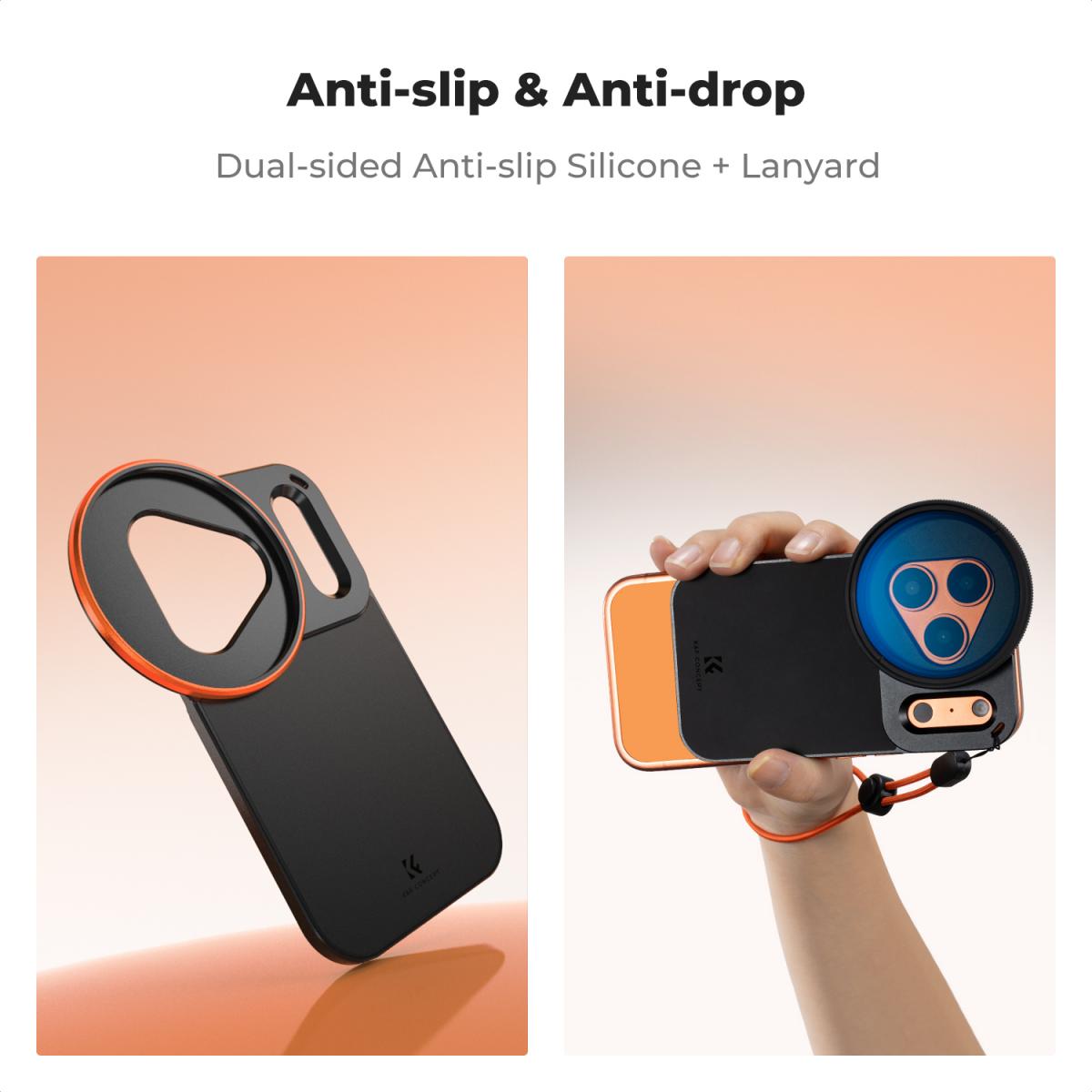 K&F CONCEPT Dobbeltsidet Magnetisk Linsefilter Adapter, Kompatibel med iPhone 17 Pro og 58 mm Gevindfiltre, iPhone Filtermontering (Filter Medfølger Ikke)