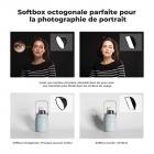 22"/55 cm Softbox Octogonale à Dégagement Rapide avec Grille en nid d'abeille+Diffuseur Souple+Sac de Transport, Boîte à lumière Bowens Mount pour COB Light